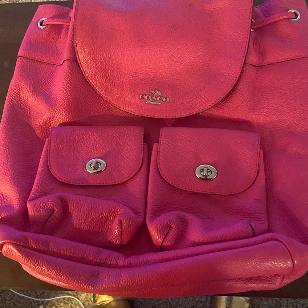 Coach Fuchsia Leather Backpack